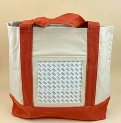 Planet Earth Large Cotton Canvas Self Finishing Tote Bag - Burnt Orange
