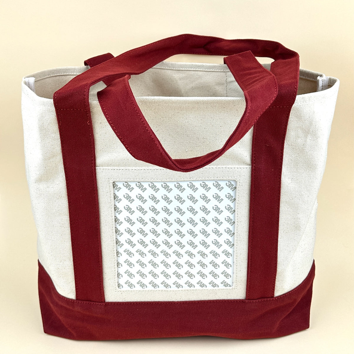 Planet Earth Large Cotton Canvas Self Finishing Tote Bag - Cranberry