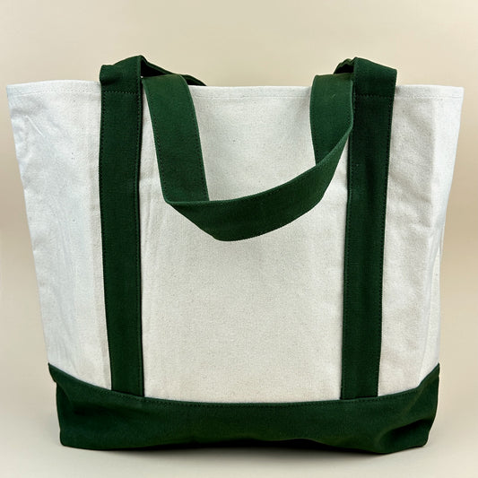 Planet Earth Large Cotton Canvas Self Finishing Tote Bag - Forest Green