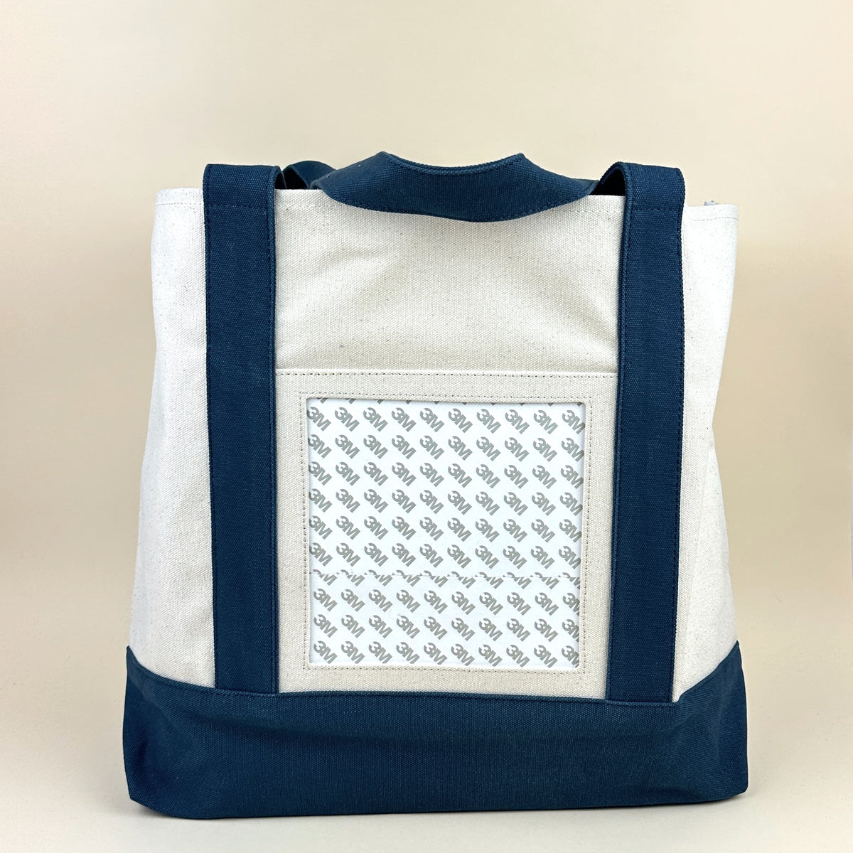 Planet Earth Large Cotton Canvas Self Finishing Tote Bag - Navy Blue