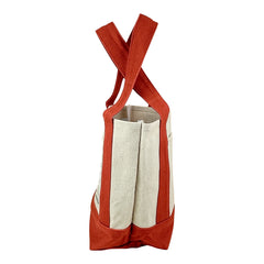 Planet Earth Small Cotton Canvas Self Finishing Tote Bag - Burnt Orange