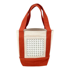 Planet Earth Small Cotton Canvas Self Finishing Tote Bag - Burnt Orange