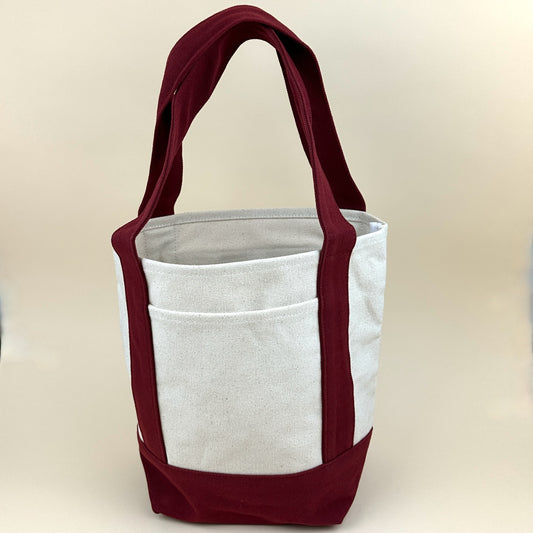 Planet Earth Small Cotton Canvas Self Finishing Tote Bag - Cranberry