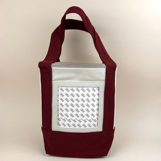 Planet Earth Small Cotton Canvas Self Finishing Tote Bag - Cranberry