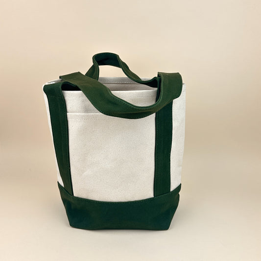 Planet Earth Small Cotton Canvas Self Finishing Tote Bag - Forest Green
