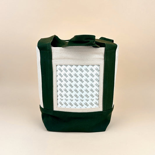 Planet Earth Small Cotton Canvas Self Finishing Tote Bag - Forest Green