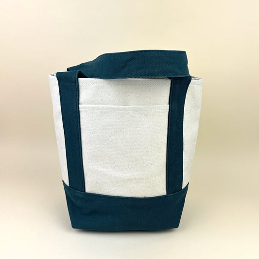 Planet Earth Small Cotton Canvas Self Finishing Tote Bag - Royal Blue