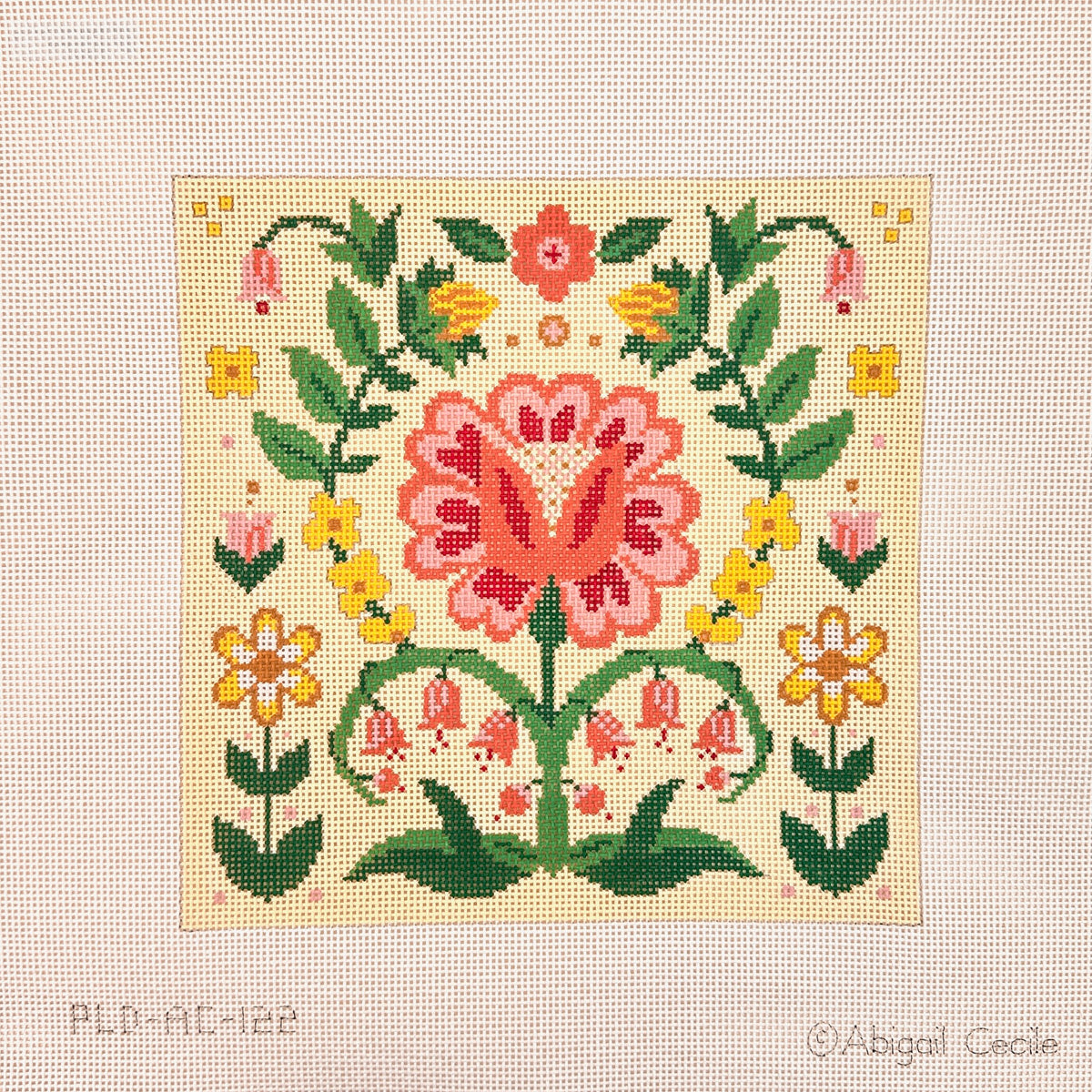 PLD Designs Abigail Cecile Folk Rose Needlepoint Canvas