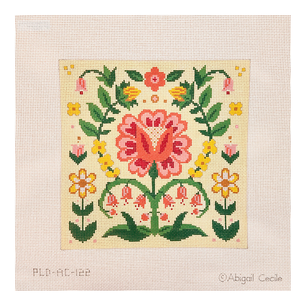 PLD Designs Abigail Cecile Folk Rose Needlepoint Canvas