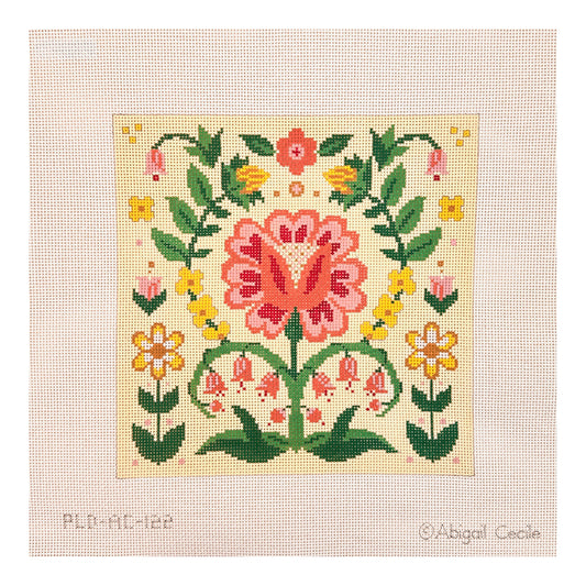 PLD Designs Abigail Cecile Folk Rose Needlepoint Canvas