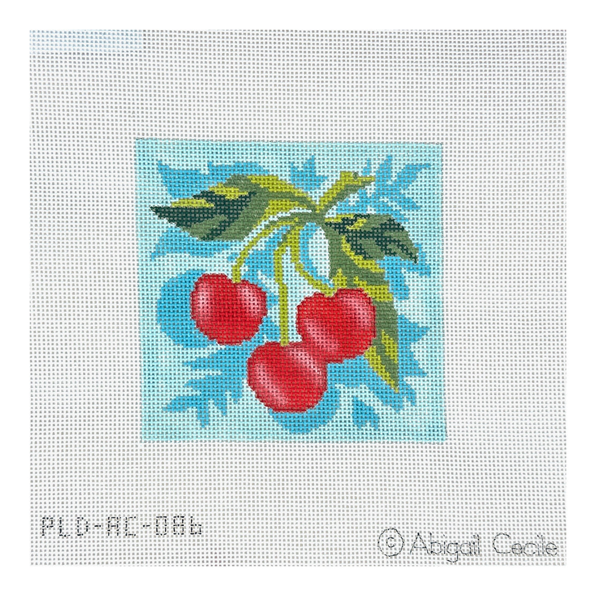 PLD Designs Abigail Cecile Fruit Square Cherries Needlepoint Canvas