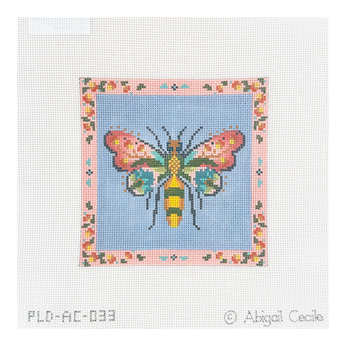 PLD Designs Abigail Cecile Garden Bee in Pinks & Purples Needlepoint Canvas