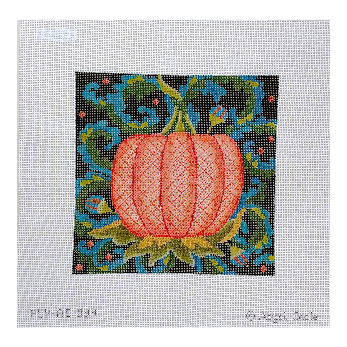 PLD Designs Abigail Cecile Jacobean Pumpkin Needlepoint Canvas