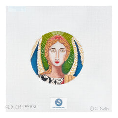PLD Designs Catherine Nolin Green Winged Angel Ornament Needlepoint Canvas