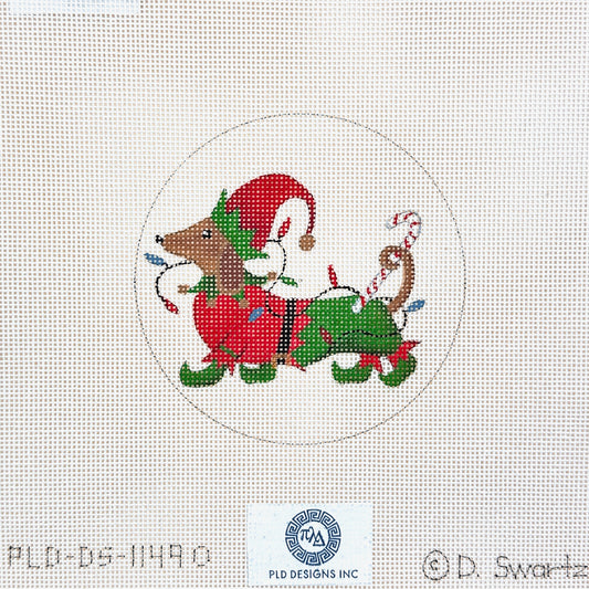 PLD Designs Dianna Swartz Dachshund Elf Needlepoint Canvas