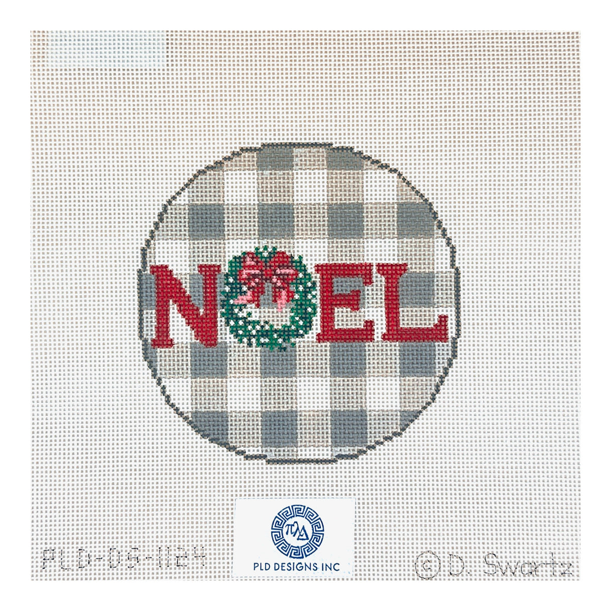 PLD Designs Dianna Swartz Gingham Noel Ornament Needlepoint Canvas