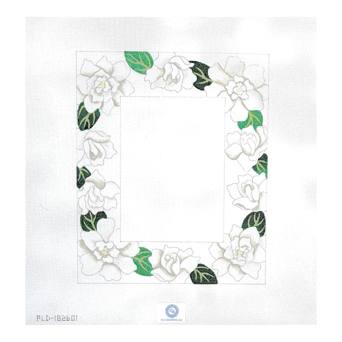 PLD Designs Gardenias Frame Needlepoint Canvas