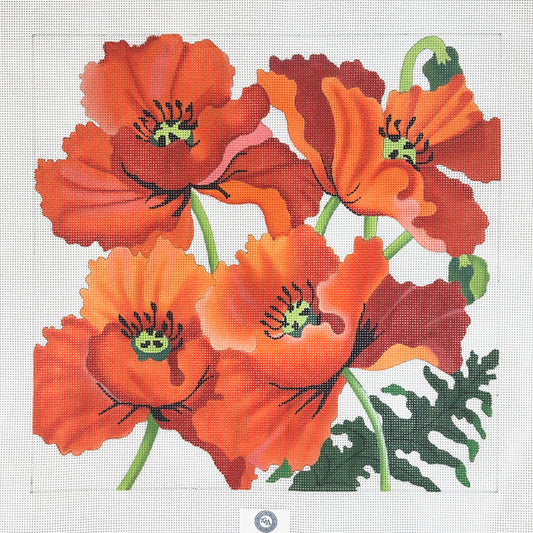 PLD Designs Julie Thompson Poppies Large Needlepoint Canvas