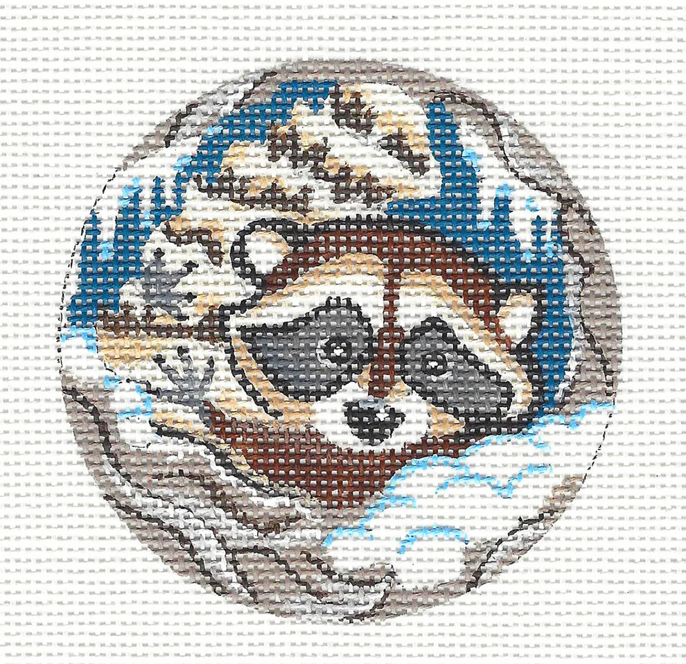 PLD Designs KaMaLa by Lanza Baby Raccoon Ornament Needlepoint Canvas