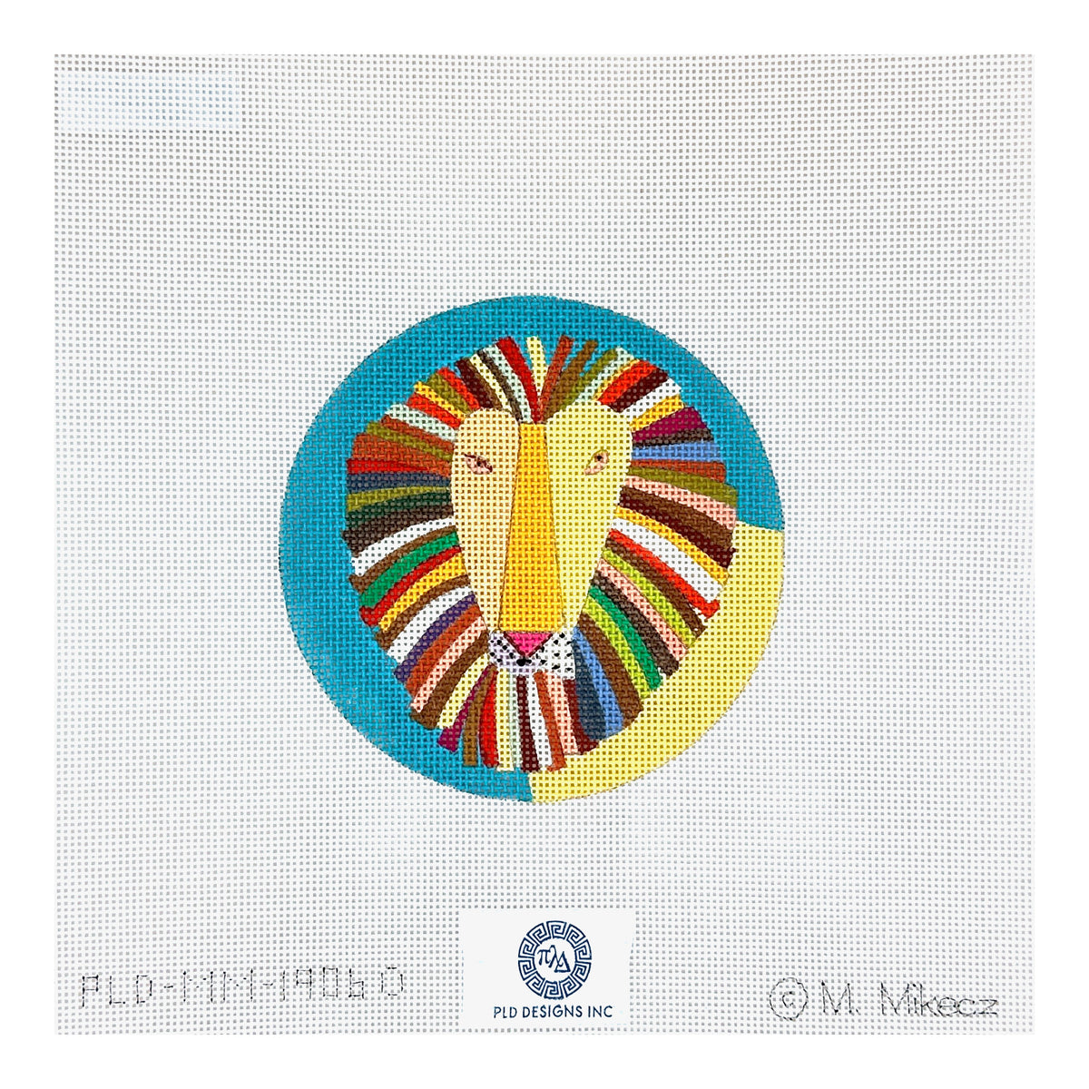 PLD Designs Melanie Mikecz Colorful Lion Ornament Needlepoint Canvas
