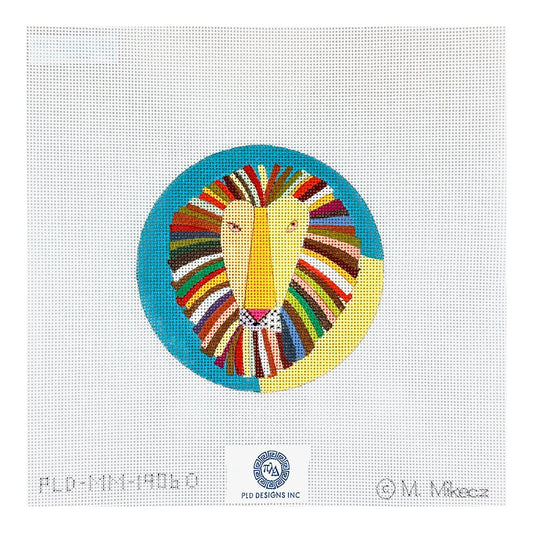 PLD Designs Melanie Mikecz Colorful Lion Ornament Needlepoint Canvas