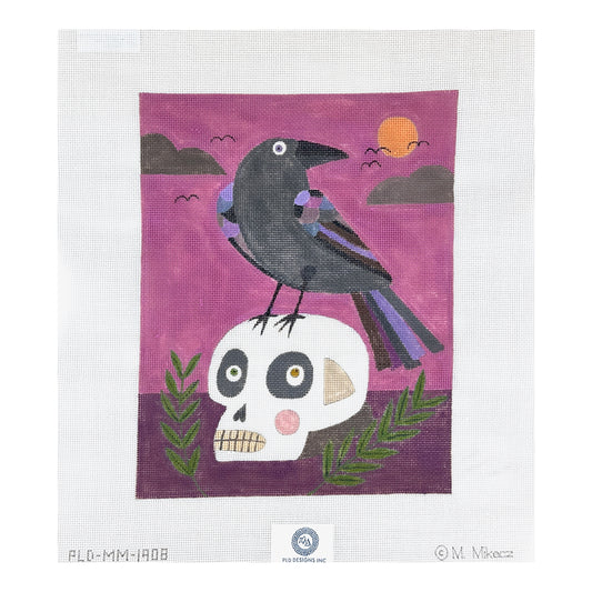 PLD Designs Melanie Mikecz Skull and Crow Needlepoint Canvas