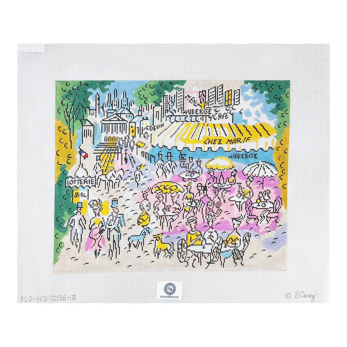 PLD Designs Sally Corey Paris Cafe Chez Marie Needlepoint Canvas