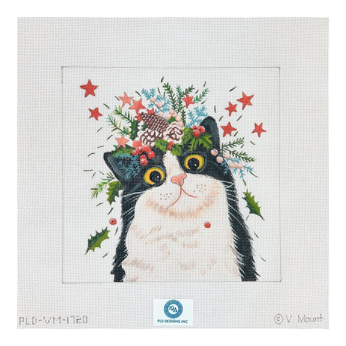 PLD Designs Vicky Mount Winter Cat Needlepoint Canvas