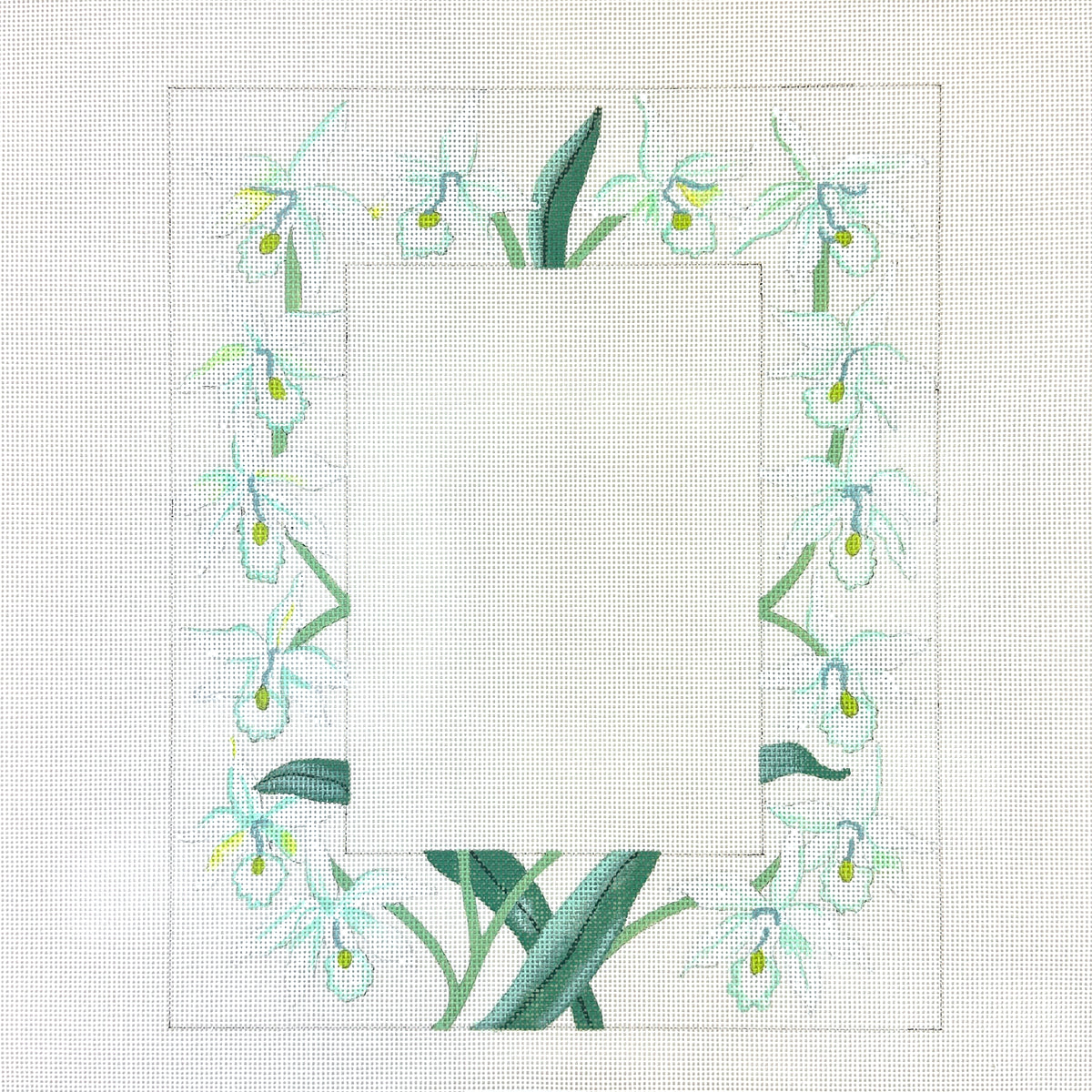 PLD Designs White Orchids Picture Frame Needlepoint Canvas