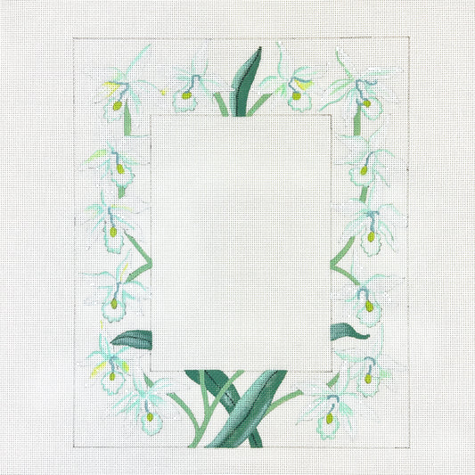 PLD Designs White Orchids Picture Frame Needlepoint Canvas