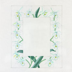 PLD Designs White Orchids Picture Frame Needlepoint Canvas