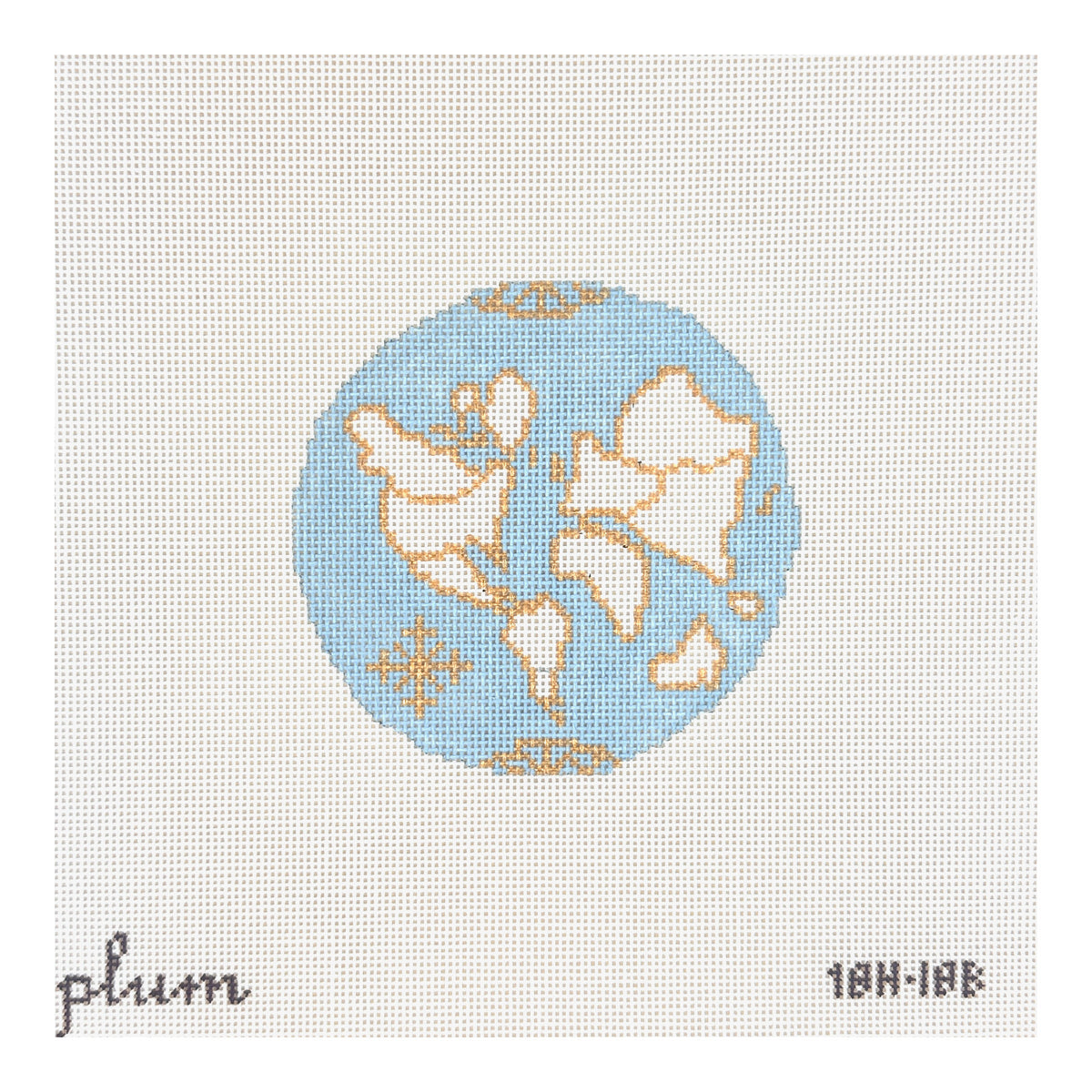The Plum Stitchery Atlas Round - Light Blue Needlepoint Canvas