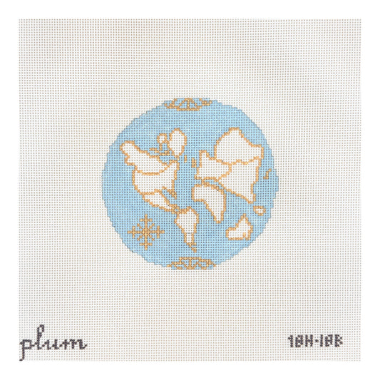 The Plum Stitchery Atlas Round - Light Blue Needlepoint Canvas