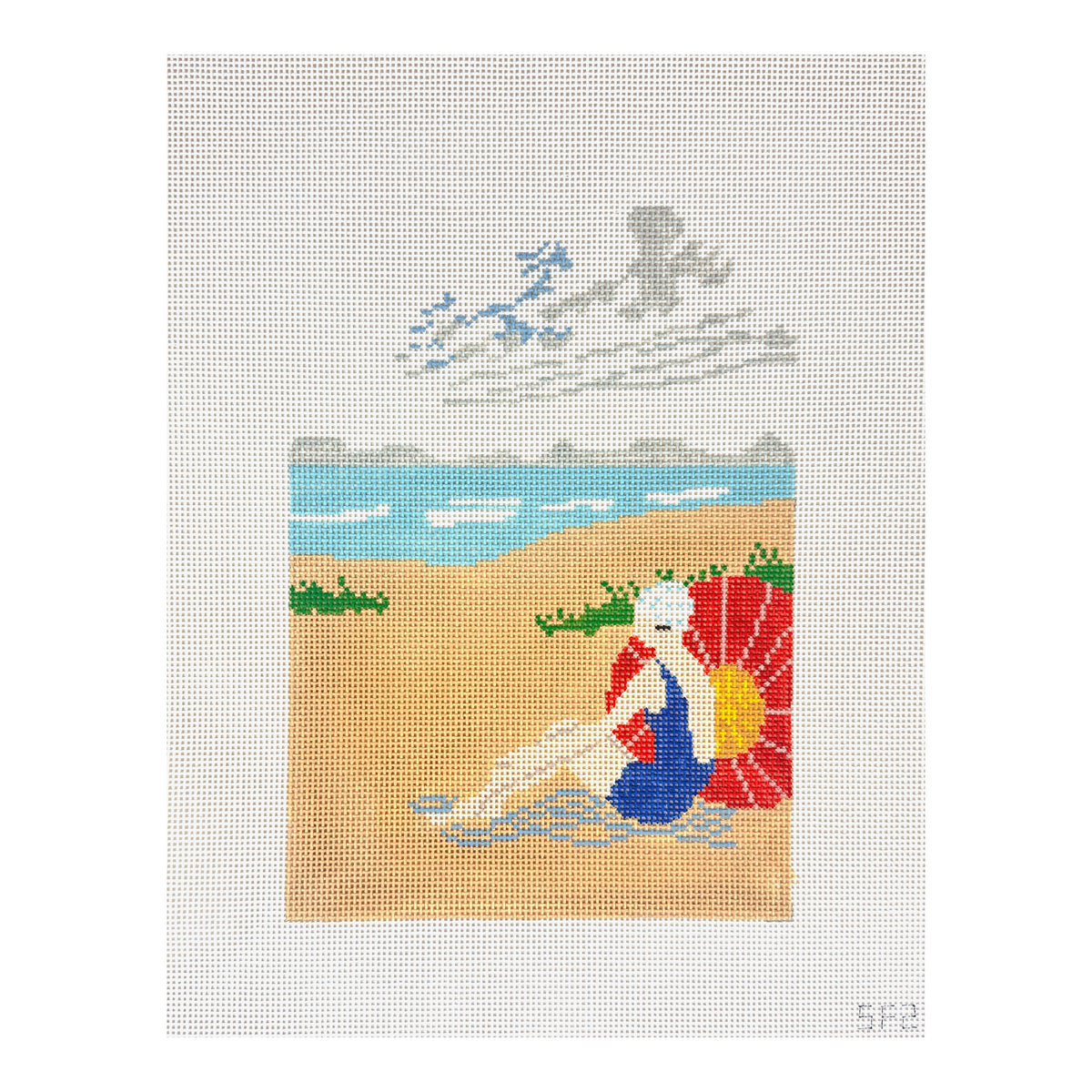 The Plum Stitchery Snowden Flood Beach Lady Needlepoint Canvas