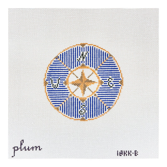 The Plum Stitchery Compass In Blue Needlepoint Canvas