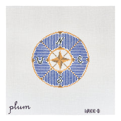 The Plum Stitchery Compass In Blue Needlepoint Canvas