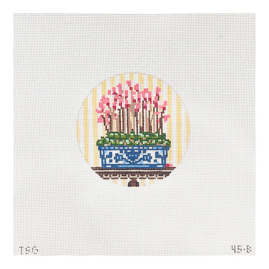 The Plum Stitchery The Stitched Garden Cyclamen Needlepoint Canvas
