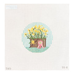 The Plum Stitchery The Stitched Garden Daffodil Basket Needlepoint Canvas