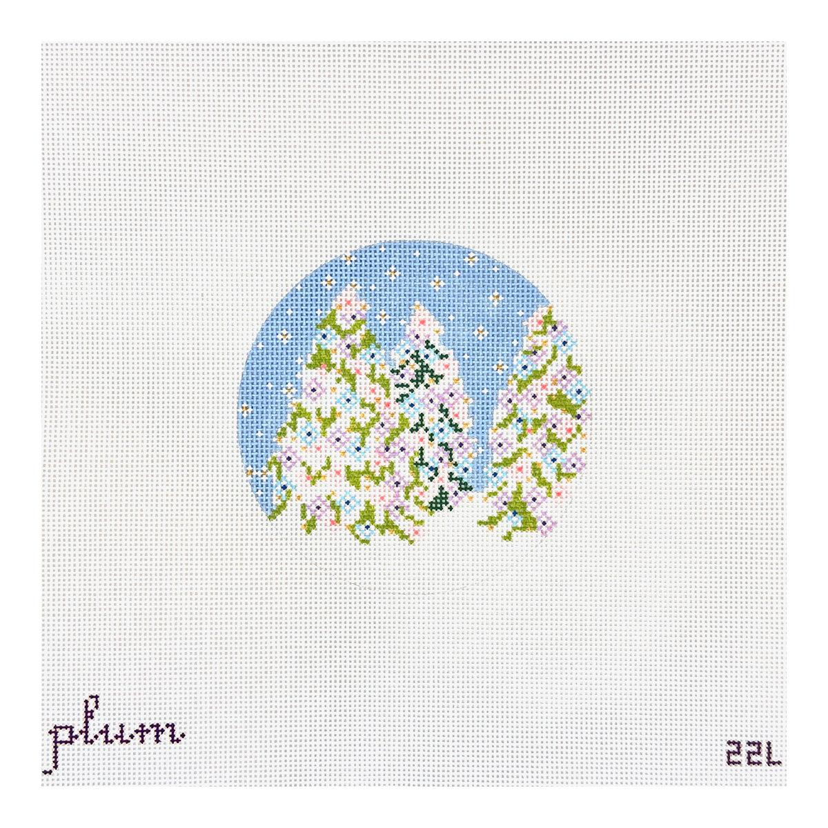 The Plum Stitchery December Trees Needlepoint Canvas