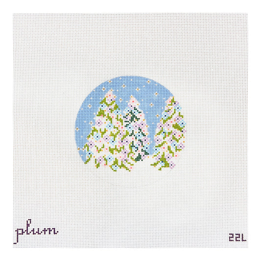 The Plum Stitchery December Trees Needlepoint Canvas
