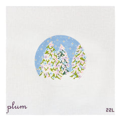 The Plum Stitchery December Trees Needlepoint Canvas