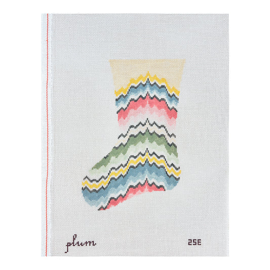 The Plum Stitchery Flame Stitch Mini Stocking Needlepoint Canvas