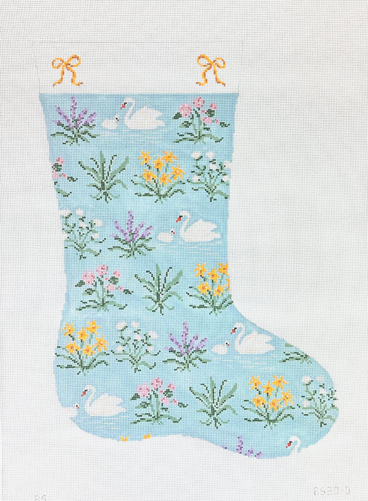 The Plum Stitchery Floral Stocking Needlepoint Canvas