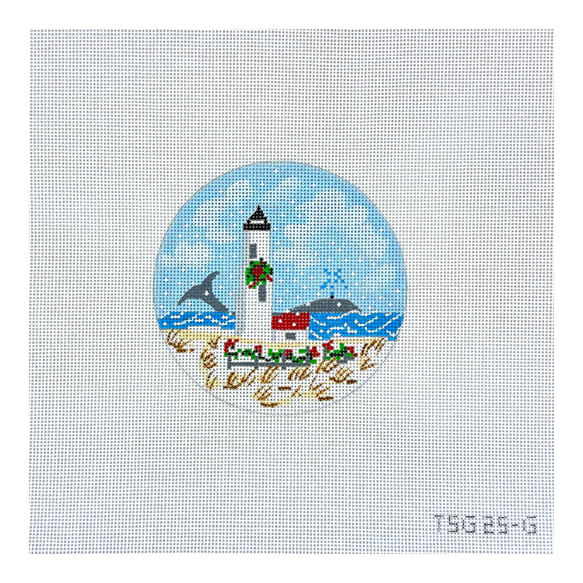 The Plum Stitchery The Stitched Garden Great Point Lighthouse Needlepoint Canvas