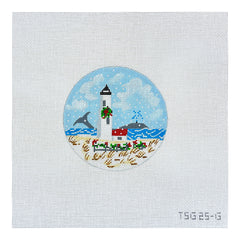 The Plum Stitchery The Stitched Garden Great Point Lighthouse Needlepoint Canvas