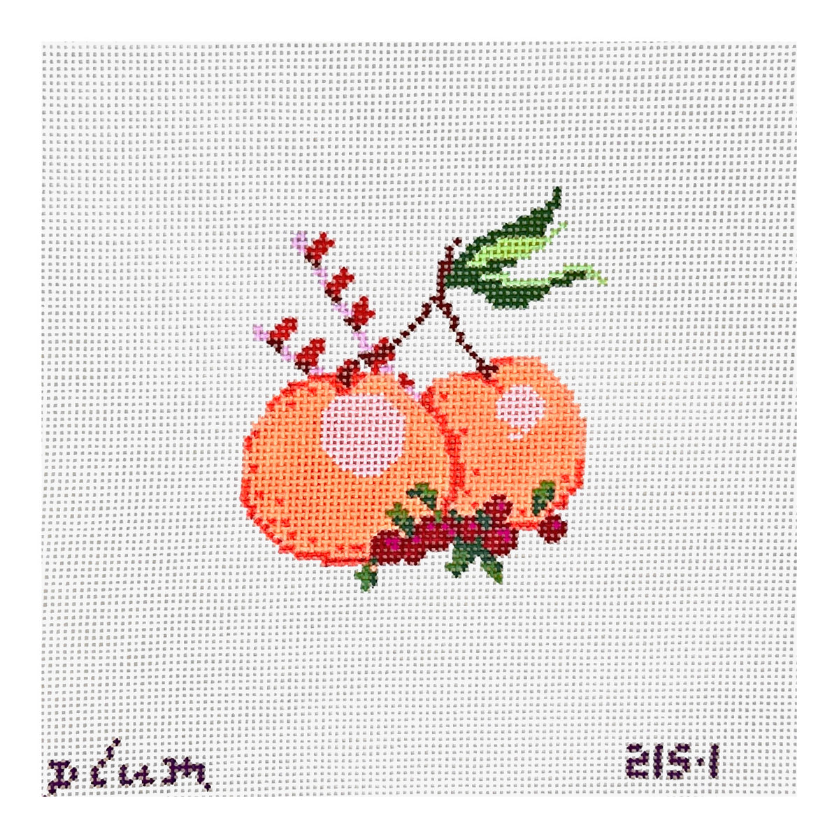 The Plum Stitchery Holiday Florals - Oranges & Peppermints Needlepoint Canvas