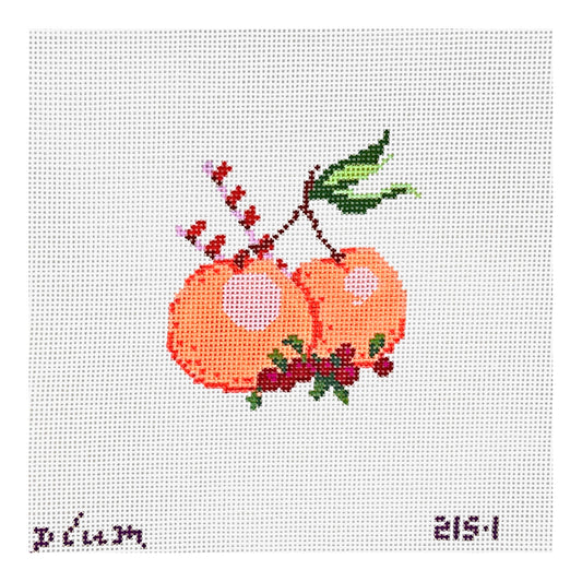 The Plum Stitchery Holiday Florals - Oranges & Peppermints Needlepoint Canvas