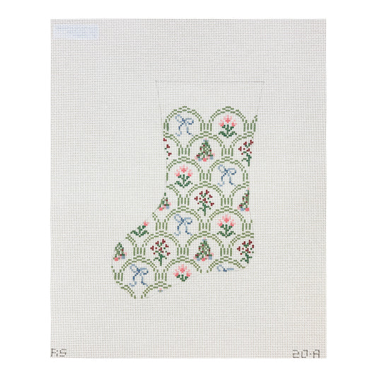The Plum Stitchery Riley Sheehey Holiday Scallop Mini Stocking Needlepoint Canvas