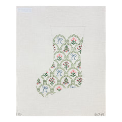 The Plum Stitchery Riley Sheehey Holiday Scallop Mini Stocking Needlepoint Canvas