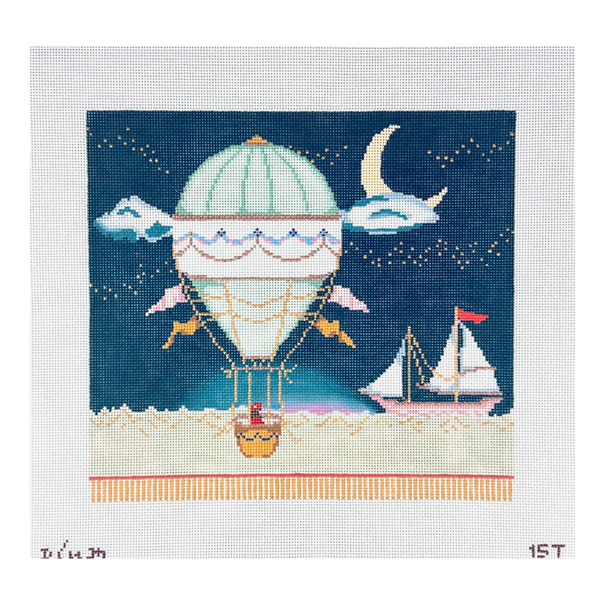 The Plum Stitchery Hot Air Balloon Needlepoint Canvas